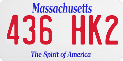 MA license plate 436HK2