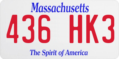 MA license plate 436HK3