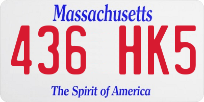 MA license plate 436HK5