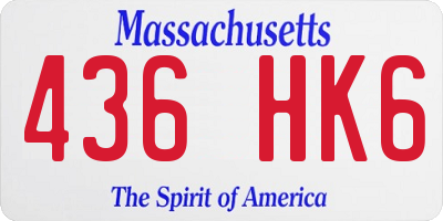 MA license plate 436HK6
