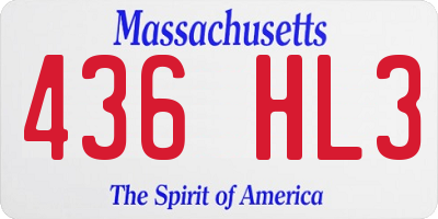 MA license plate 436HL3