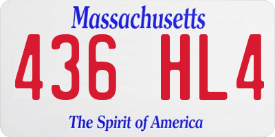 MA license plate 436HL4