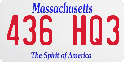 MA license plate 436HQ3