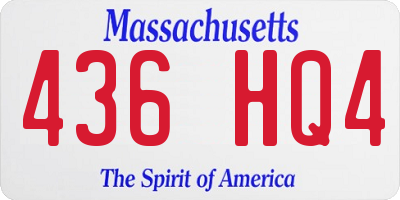 MA license plate 436HQ4