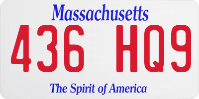 MA license plate 436HQ9
