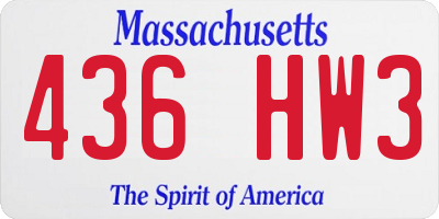 MA license plate 436HW3