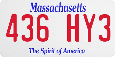MA license plate 436HY3