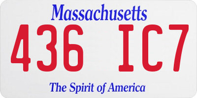 MA license plate 436IC7