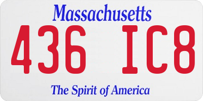 MA license plate 436IC8