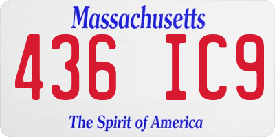 MA license plate 436IC9
