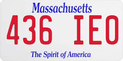MA license plate 436IE0