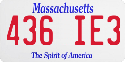 MA license plate 436IE3