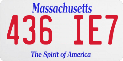 MA license plate 436IE7