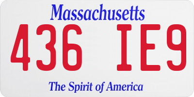 MA license plate 436IE9