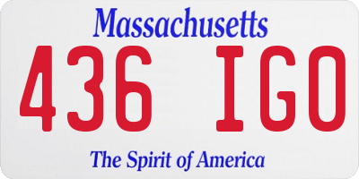 MA license plate 436IG0