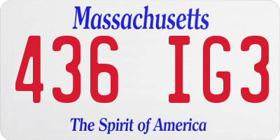 MA license plate 436IG3