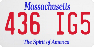 MA license plate 436IG5