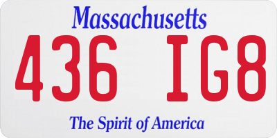MA license plate 436IG8