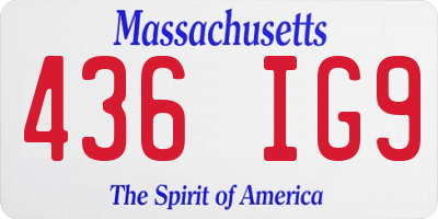 MA license plate 436IG9