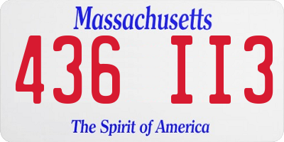 MA license plate 436II3