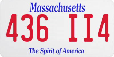 MA license plate 436II4
