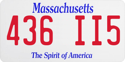 MA license plate 436II5