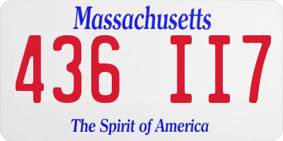MA license plate 436II7