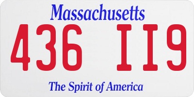 MA license plate 436II9