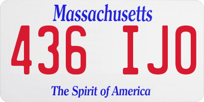 MA license plate 436IJ0