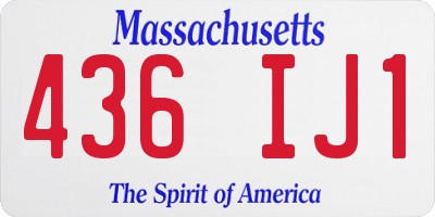 MA license plate 436IJ1