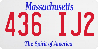 MA license plate 436IJ2