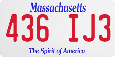 MA license plate 436IJ3