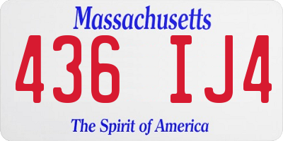 MA license plate 436IJ4