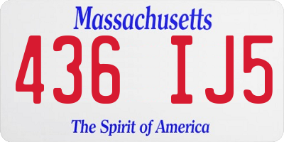 MA license plate 436IJ5