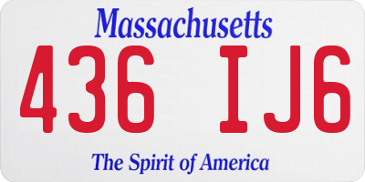 MA license plate 436IJ6