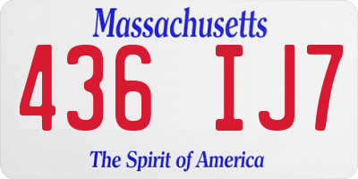MA license plate 436IJ7