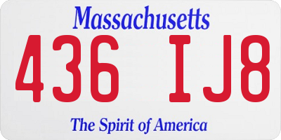 MA license plate 436IJ8
