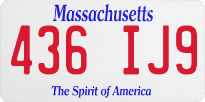 MA license plate 436IJ9