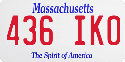MA license plate 436IK0