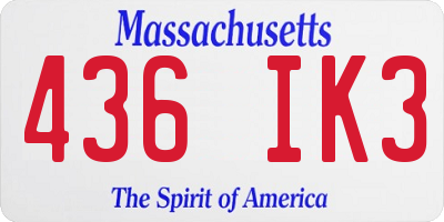 MA license plate 436IK3