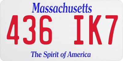 MA license plate 436IK7