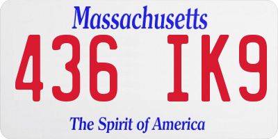 MA license plate 436IK9