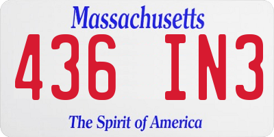 MA license plate 436IN3