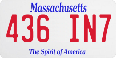 MA license plate 436IN7