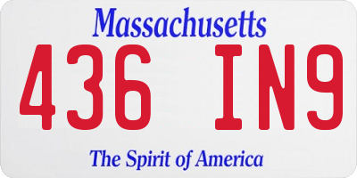 MA license plate 436IN9
