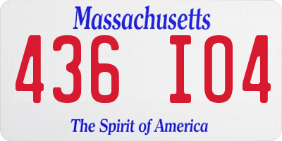 MA license plate 436IO4