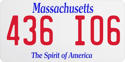 MA license plate 436IO6