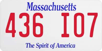 MA license plate 436IO7