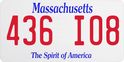MA license plate 436IO8
