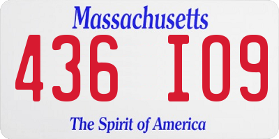 MA license plate 436IO9